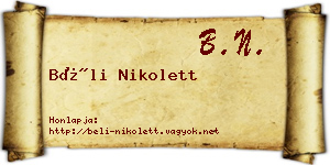 Béli Nikolett névjegykártya