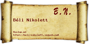 Béli Nikolett névjegykártya